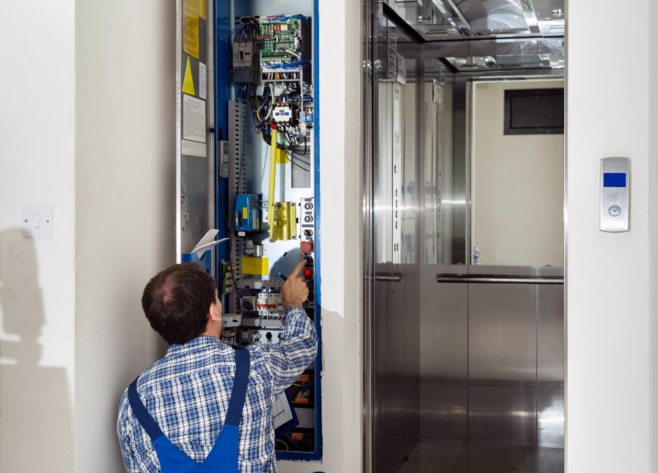 A Technician with Pincus, a Family-Owned Independent Elevator Company, repairing a customer's elevator.